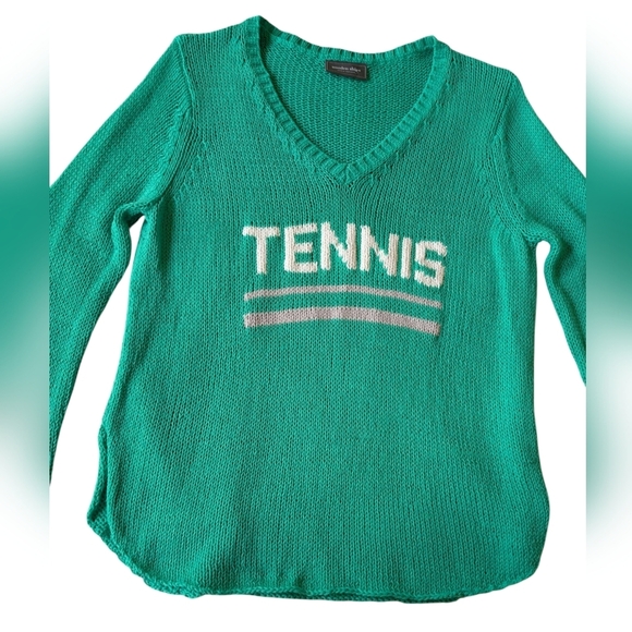 Wooden Ships Green Tennis Sweater sz M - Picture 2 of 6